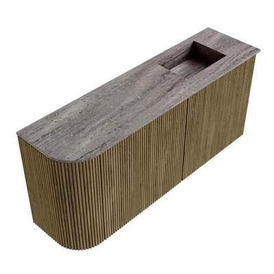 Mondiaz JOYA-DLUX 91.6cm toiletmeubel - ronding links kleur Dusk - Wastafel FAYE positie Rechts Zonder kraangat kleur Oza.