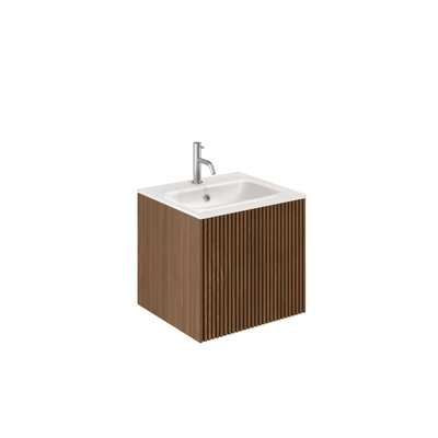 Crosswater Limit Badkamermeubelset - 50x45x45cm - 1 lade - glazen wastafel - royal walnoot (hout)