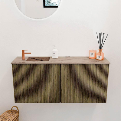 Mondiaz JOYA-DLUX 90cm toiletmeubel - kleur Dusk - Wastafel FAYE positie Links 1 kraangat kleur Arena.