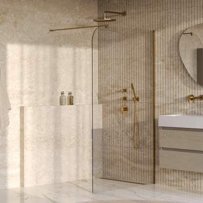 BRAUER Orion Paroi de douche à l'italienne - 120x200cm - verre clair - revêtement en verre - PVD - or brossé