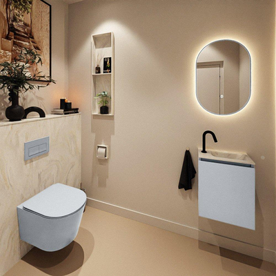 MONDIAZ TURE-DLUX Meuble toilette - 40cm - Clay - EDEN - vasque Ostra - position droite - 1 trou de robinet