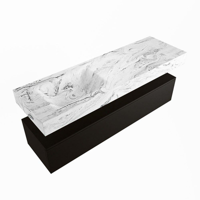 Mondiaz ALAN-DLUX Ensemble de meuble - 150cm - meuble Urban mat - 1 tiroir - Lavabo Cloud Glace suspendu - vasque Gauche - 1 trou de robinet