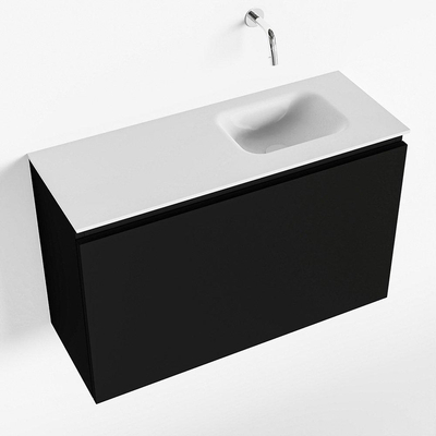 MONDIAZ OLAN Toiletmeubel 80x30x40cm met 0 kraangaten 1 lades urban mat Wastafel Lex rechts Solid Surface Wit