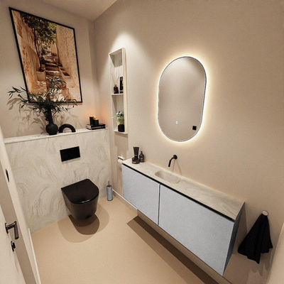 MONDIAZ TURE-DLUX Meuble toilette - 120cm - Plata - EDEN - vasque Ostra - position centrale - sans trou de robinet