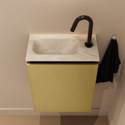 MONDIAZ TURE-DLUX meuble WC 40 cm Oro. EDEN lavabo Ostra position gauche. Avec 1 trou de robinet.