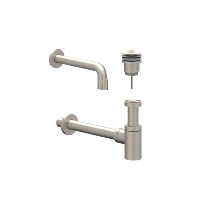 IVY Pact Fonteinset - wand model - inkortbaar - always open plug - Geborsteld nickel PVD