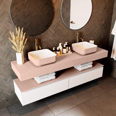 Mondiaz TOP 46 Vrijhangend Topblad - 170x46x12cm - geschikt voor waskom - Solid surface - Rosee