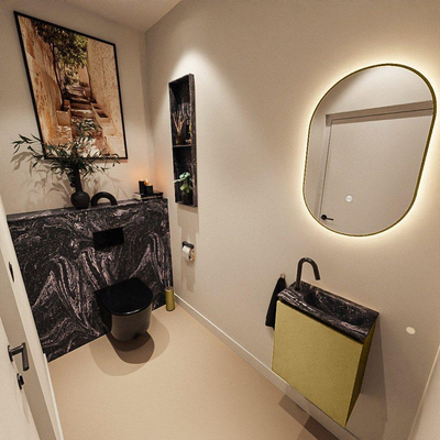 MONDIAZ TURE-DLUX meuble de toilettes 40 cm Oro. Lavabo EDEN Lava position à droite. Avec 1 trou de robinet.