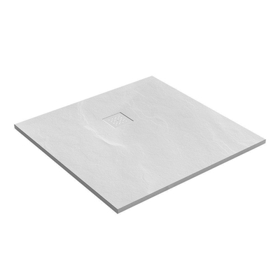 BRAUER Asteroid Receveur de douche 100x100 incl. antidérapant et antibactérien marbre minéral blanc mat