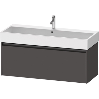 Duravit Ketho.2 Wastafelonderbouwkast - met 1 lade - voor enkele wastafel - 118.4x46x44cm - met greep antraciet - grafiet mat