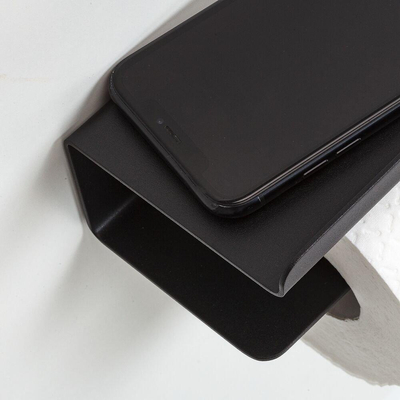 Tiger Colar Porte-rouleau de papier toilette - avec tablette - autocollant - noir