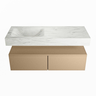 MONDIAZ ALAN - DLUX Badkamermeubelset - 120cm - onderkast - Oro - 2 lades - vrijhangende wastafel - wasbak links - 1 kraangat - Opalo