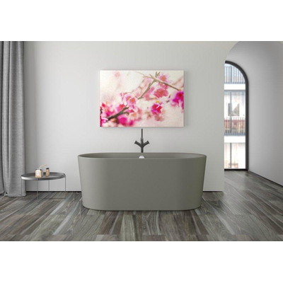 PliegerKansasvrijstaand bad acryl met waterinlaat155x80x60cmmet poten | met af- en overloopgarnituur chroomcementgrijs