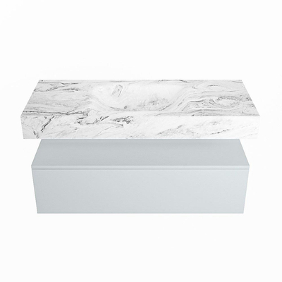 MONDIAZ ALAN - DLUX Badkamermeubelset - 110cm - onderkast - Clay - 1 lade - vrijhangende wastafel - wasbak midden - 1 kraangat - Glace