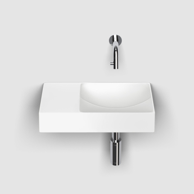 Clou Vale lavabos céramique lave-mains 38x19x7cm sans trou de robinet à gauche Blanc mat