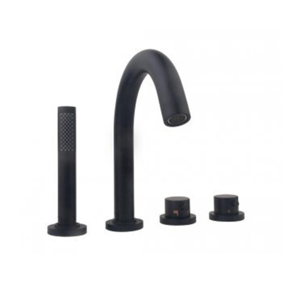 Wiesbaden Caral afbouwdeel badrandthermostaat 4-gats mat zwart