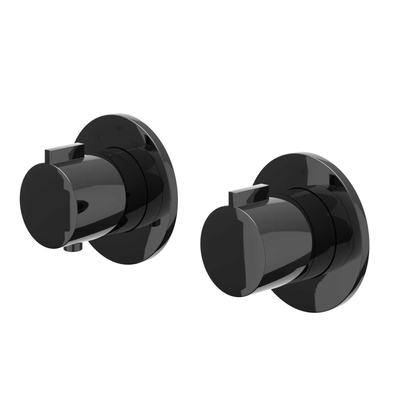 IVY Pact Ensemble de douche de tête à encastrer - symmetry - inverseur-arrêt 2 voies - bras de plafond 30 cm - douche de tête medium 30 cm - barre de douche avec sortie - flexible de douche 150 cm - douchette à main bâton - Chrome noir PVD