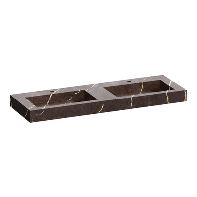 BRAUER Coral lavabo - 140x46x10cm - 2 cuves - 2 trous de robinet - composite - aspect marbre - Copper Brown