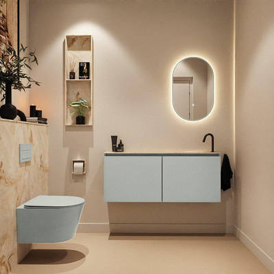 MONDIAZ TURE-DLUX Meuble toilette - 120cm - Greey - EDEN - vasque Frappe - position droite - 1 trou de robinet