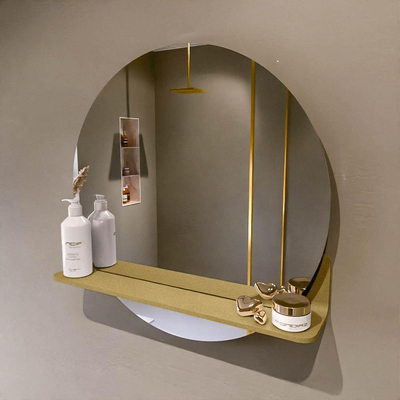Mondiaz SPOT spiegel – Ø60 cm – met planchet – Oro (zand)