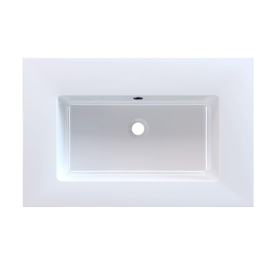 Arcqua Mira Inbouw Wastafel - 71x46x1.5cm - enkele wasbak - zonder kraangat - cast marble - glans wit