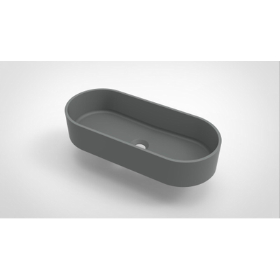 Arcqua Case waskom - 60x26cm - Ovaal - Cast marble Grijs Mat