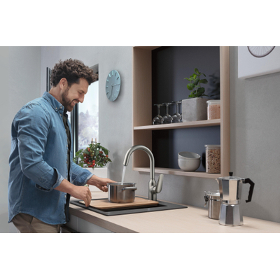Hansgrohe M42 M421-H220 Mitigeur de cuisine 1 trou avec bec pivotant à 360° chrome