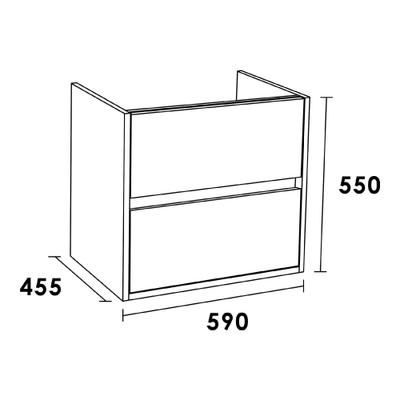 BRAUER Nexxt Meuble sous vasque 59x45.5x55cm 2 tiroirs 1 espace siphon sans poignées MFC G-Canyon