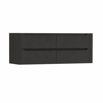 H&R Badmeubelen Juice Wastafelonderkast - 140x45x50cm - rechterhoek afgerond - 4 lades - geïntegreerde greep - basalt