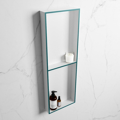 Mondiaz Easy nis 29.5x149.5x8cm voor Inbouw/opbouw 2 open vakken Solid surface Talc/Smag