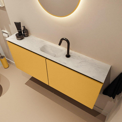 MONDIAZ TURE-DLUX 120cm toiletmeubel Ocher. EDEN wastafel Opalo positie midden. Met 1 kraangat.