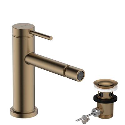 Hansgrohe Tecturis bidetkraan eengreeps met trekwaste brushed bronze