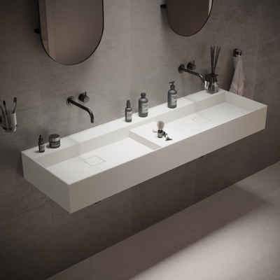 Ideavit SolidBliss Wastafel 150x45x16cm 0 kraangaten Solid surface mat wit