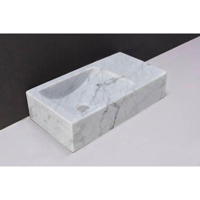 Forzalaqua Venetia lavabo 40x22x10cm à gauche 0 trous de robinet Pierre naturelle Carrara poli