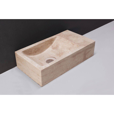 Forzalaqua Venetia lavabo 40x22x10cm à gauche 0 trous de robinet Pierre naturelle Travertin adouci