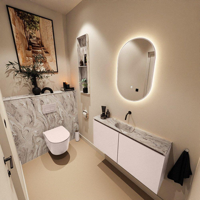 MONDIAZ TURE-DLUX 100cm toiletmeubel Rosee. EDEN wastafel Glace positie midden. Zonder kraangat.