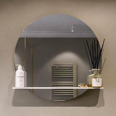 Mondiaz SPOT miroir – Ø 70 cm – avec tablette – Opalo (marbre blanc)