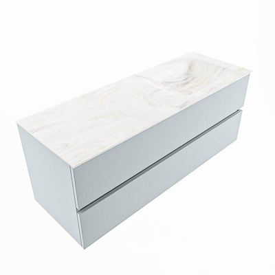 Mondiaz VICA-DLUX ensemble de meuble de salle de bain - 130cm - meuble sous-vasque argile - 2 tiroirs - lavabo encastré nuage droite - 1 trou de robinet - version haute 60cm - ostra