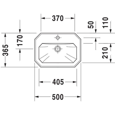 Duravit Serie 1930 Fontein - 500x195x365mm - 1 kraangat overloop - wit