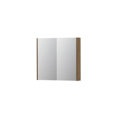 INK SPK2 spiegelkast – 80x74x14 cm – 2 deuren, dubbelzijdige spiegeldeuren – Fineer Ash grey