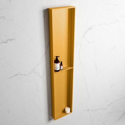 Mondiaz Easy nis 29.5x89.5x8cm voor Inbouw/opbouw 2 open vakken Solid surface Ocher/Ocher
