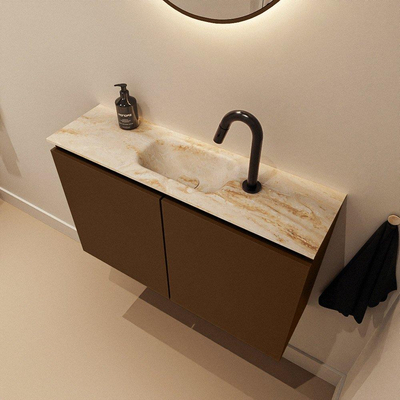 MONDIAZ TURE-DLUX 80cm toiletmeubel Rust. EDEN wastafel Frappe positie midden. Met 1 kraangat.