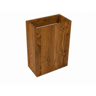 Saniclass Holz Pure Ensemble meuble toilette - 40x60.5cm - 1 porte - lave-mains pierre naturelle marbre - trou de robinet à droite - walnut pure