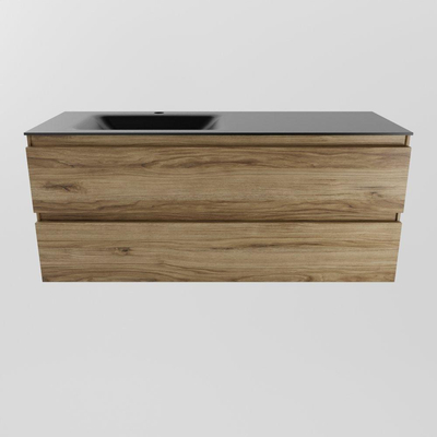 Mondiaz Aivy ensemble de meuble de salle de bains - 120x45x50cm - 1 trou de robinet - 1 vasque urban Solid surface - Gauche - 2 tiroirs - Avec miroir - Mélamine Chai