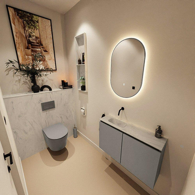 MONDIAZ TURE-DLUX Toiletmeubel - 80cm - Smoke - EDEN - wastafel Opalo - positie links - Zonder kraangat