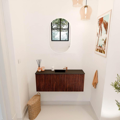 Mondiaz JOYA 100cm toiletmeubel - kleur Ruby - Wastafel FAYE positie Midden 1 kraangat kleur Urban.