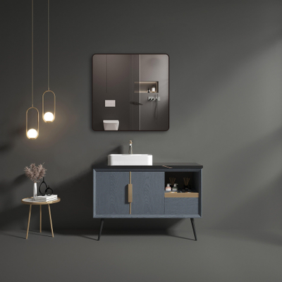Saniclass Retro Line miroir – carré – 100 x 100 cm – Noir mat