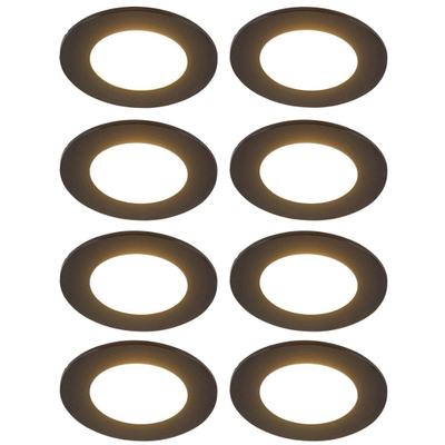 QAZQA Blanca Spot encastré - set de 8 - 9x9cm - incl. LED - réglable en 3 étapes - IP44 - noir mat