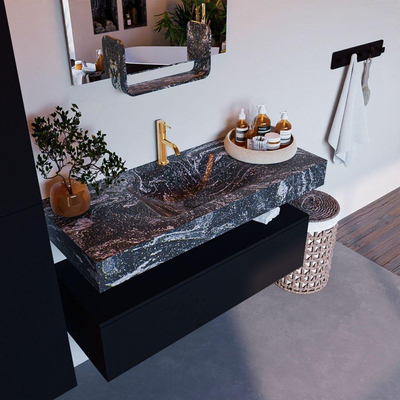 Mondiaz ALAN-DLUX Ensemble de meuble - 110cm - meuble Urban mat - 1 tiroir - Lavabo Cloud Lava suspendu - vasque Centre - 1 trou de robinet