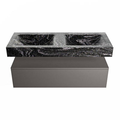 Mondiaz ALAN-DLUX Ensemble de meuble - 120cm - meuble Dark grey mat - 1 tiroir - Lavabo Cloud Lava suspendu - vasque Gauche et droite - 0 trous de robinet